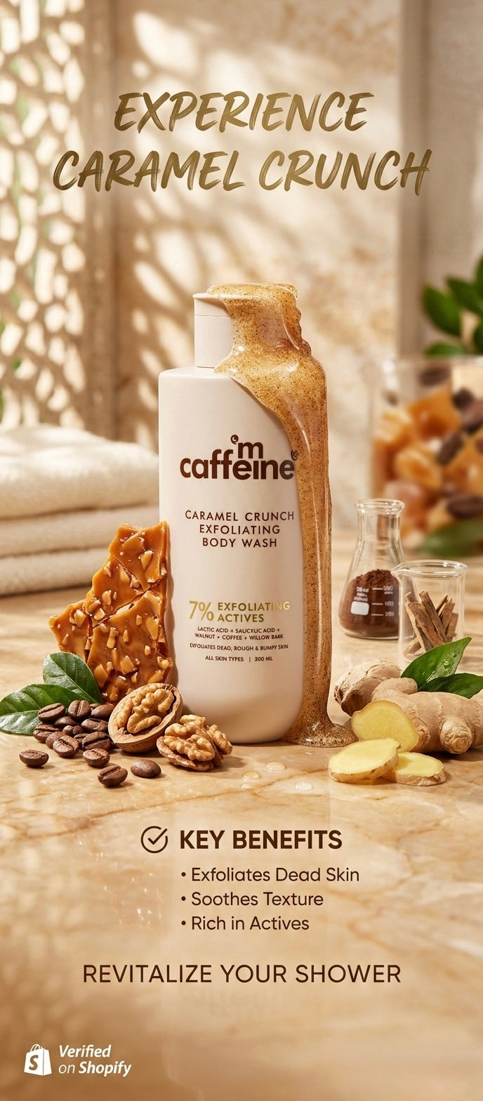 mCaffeine 7% Exfoliating Body Wash Caramel Shower Gel-300 ml