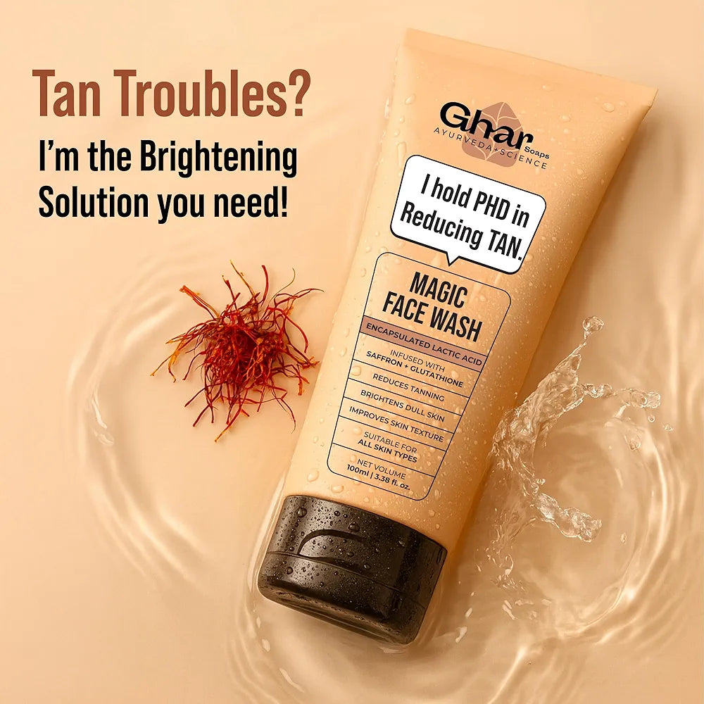 Ghar Soaps Magic De-Tan Face wash With Saffron & Glutathione 100ml
