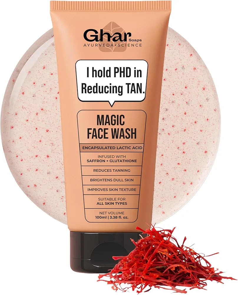 Ghar Soaps Magic De-Tan Face wash With Saffron & Glutathione 100ml