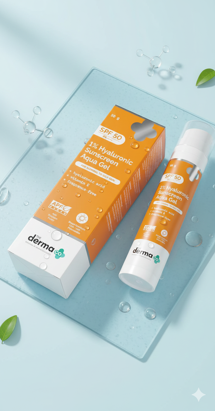 The Derma Co 1% Hyaluronic Sunscreen Aqua Gel SPF 50 PA++++  50 g